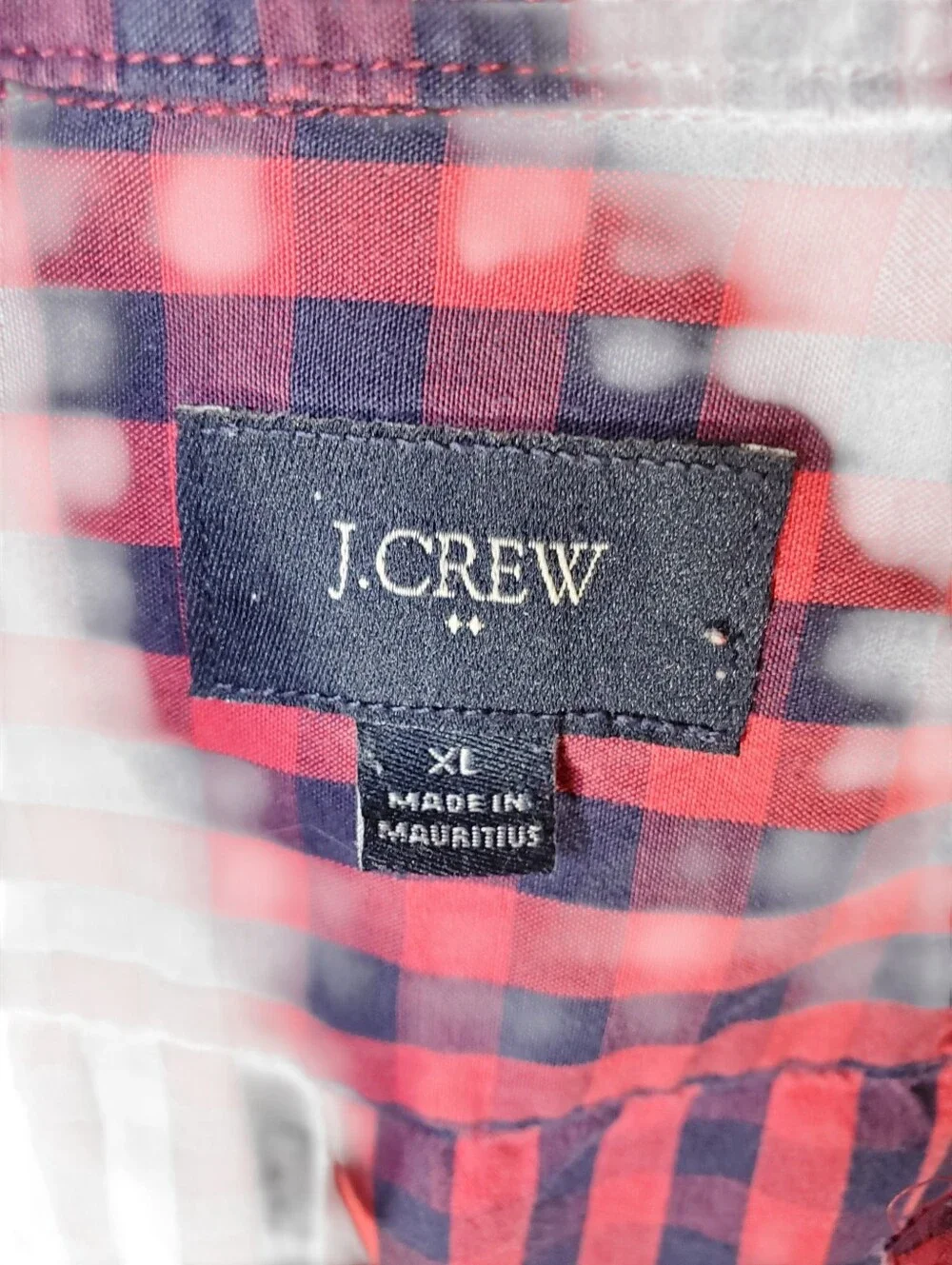 J. Crew Red and Navy Gingham Shirt Size XL